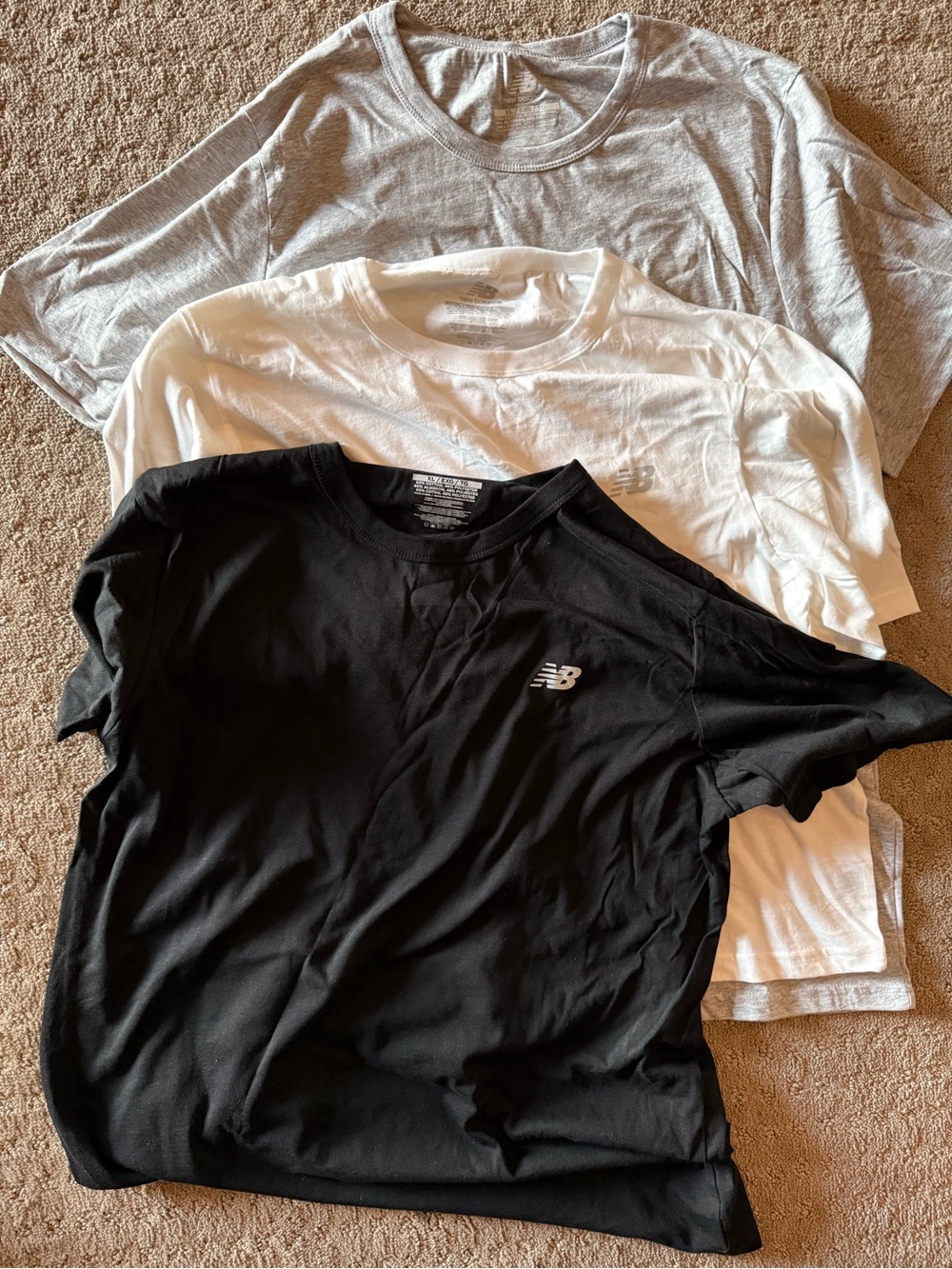New Balance Crew Neck Tee Pack in Black, White & Light Gray